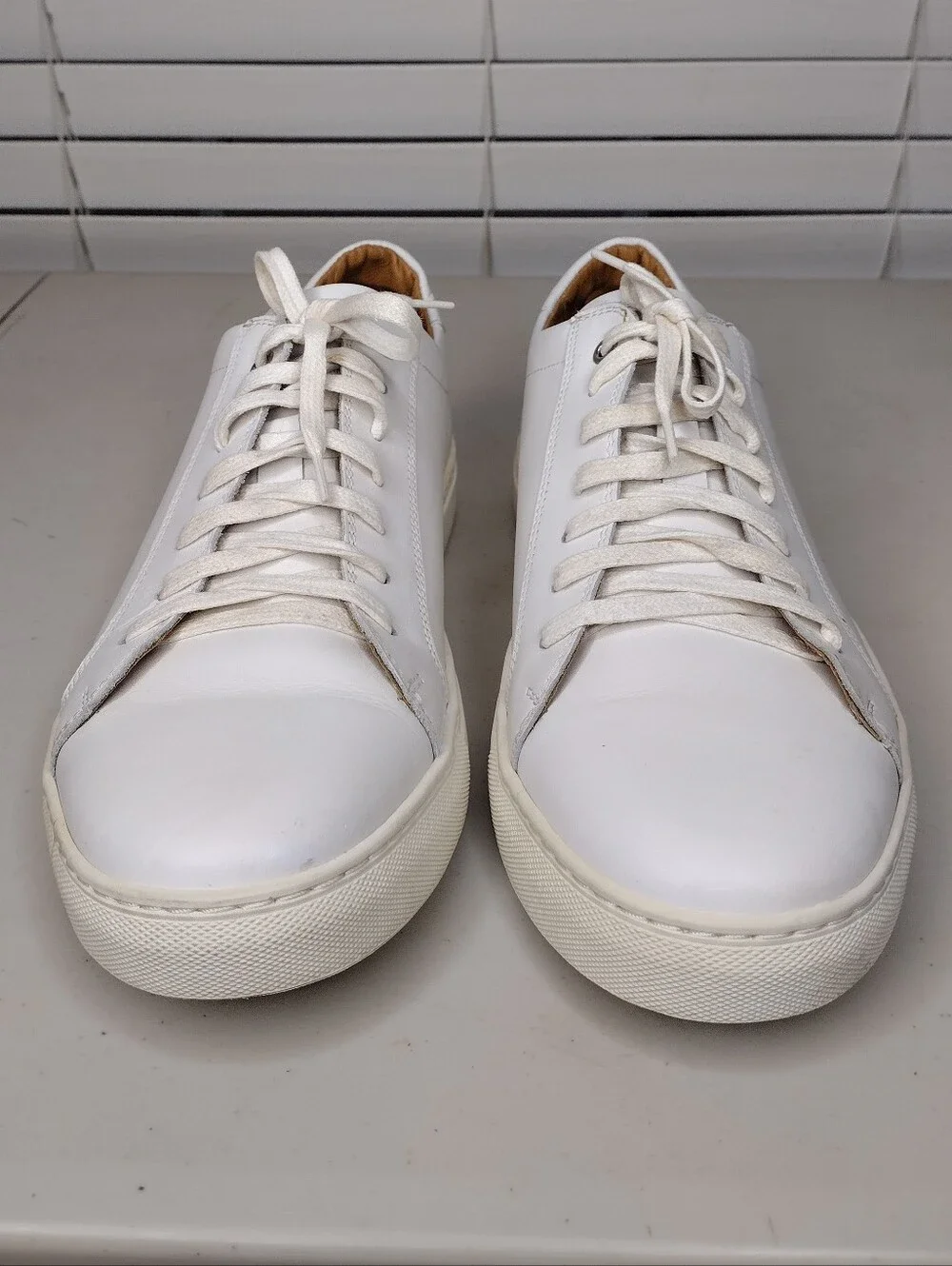 Suitsupply White Leather Low-Top Lace-Up Sneakers Sz 11